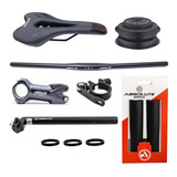 Kit Guidão Reto Mesa Manoplas Abraçadeira Selim Canote Calço