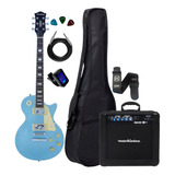 Kit Guitarra Lps 230 Les Paul Mb Azul Capa Cubo Acessórios