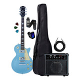 Kit Guitarra Lps230 Mb Azul Capa Cubo Strinberg + Acessórios