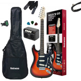 Kit Guitarra Rockwave Strinberg Strato Rgk50 Bk Preto