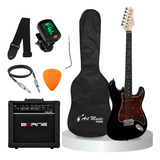 Kit Guitarra Stratocaster Giannini + Capa + Amp E Acessórios