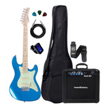 Kit Guitarra Sts100 Azul Capa Cubo