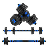 Kit Halter Ajustável 15kg Barras Anilhas Musculação Fitness