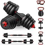 Kit Halteres 6 Em 1 Peso Musculação Até 30kg Ajustável Preto