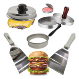 Kit Hamburguer Completo Abafador Modelador P Ovo 2 Espátulas