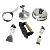Kit Hambúrguer Modelador Ovo Abafador Prensador 2 Espátulas