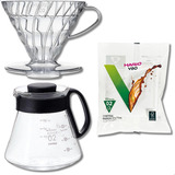 Kit Hario V60 02 Suporte Jarra 100un Filtro Papel Branco