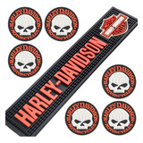 Kit Harley Davidson Bar Mat   6 Porta Copos Acessórios Pub Cor Laranja 1