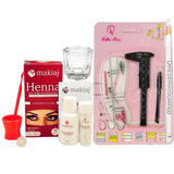 Kit Henna Makiaj Completo Paquimetro Sobrancelha Pincel Mold