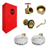 Kit Hidrante 90x60x17cm Completo Latão 2 Mangueiras De 15m