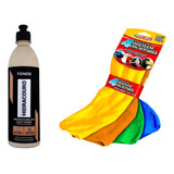 Kit Hidratante Couro Limpeza Carro Flanela Microfibra Pano