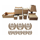 Kit Higiene Bebê 8 Peças Liso Em Mdf Crú Apliques