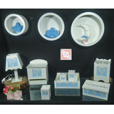 Kit Higiene Bebê Mdf 8 Pçs 3 Nichos Redondos V Modelos