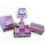 Kit Higiene Bebê Mdf Pintado Decorado Rosa Menina