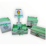 Kit Higiene Bebê Pintado Verde Safari Farmacinha nome Brinde