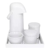 Kit Higiene Bebe Porcelana Bandeja Branca Espelhada Garrafa