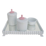 Kit Higiene Bebe Porcelana Bandeja Perola Potes   Barato