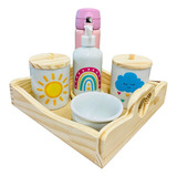 Kit Higiene Bebê Porcelana Diversos Temas C Garrafa Térmica