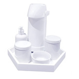 Kit Higiene Bebê Porcelana Garrafa 500ml Saboneteira Potes