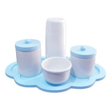 Kit Higiene Bebê Porcelana Menino Potes Bandeja Garrafa