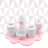 Kit Higiene Bebê Porcelana Nuvem Rosa