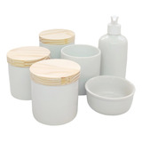 Kit Higiene Bebê Porcelana Porta Álcool Algodão Cotonete 
