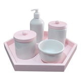 Kit Higiene Bebê Porcelana Potes Saboneteira Maternidade