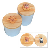 Kit Higiene Bebê Safari 2 Potes Com Apliques De Biscuit