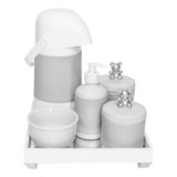 Kit Higiene Completo Potes Porcelana Provençal Flor Liz Bebê Cor Ursinho