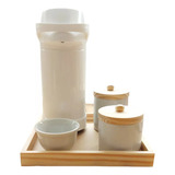 Kit Higiene Maternidade Bandeja Garrafa Térmica Pump Potes