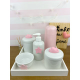Kit Higiene Porcelana Apliques Rosa Temas