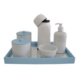 Kit Higiene Porcelana Bandeja Mdf Moderno