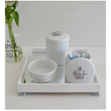 Kit Higiene Porcelana Bebe Bandeja Prata