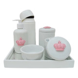 Kit Higiene Porcelana Bebê Térmica Bandeja Banho K010 Coroa