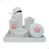 Kit Higiene Porcelana Bebê Térmica Bandeja Banho K010 Coroa