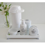 Kit Higiene Porcelana Prata Bebê Branco