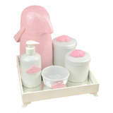Kit Higiene Porcelana Temas Garrafa Térmica 500 Rosa brinde