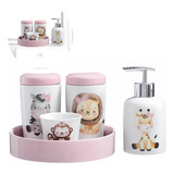 Kit Higiene Quarto Bebê Porta Cotonete Algodão Álcool Safari
