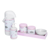 Kit Higiene Rosa Comprido Porcelana Chuva
