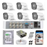 Kit Hikvision Dvr E 6 Câmeras Colorvu 1080p Colorida 24h 