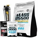 Kit Hipercalorico 25500 Refil 3Kg Vitaminas E Minerais Creatina Monohidratada Refil 100g Carboidratos BCAA 3000 Refil 50c Vitamina B6 Coqueteleira 3Kg Creme De Baunilha 