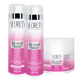 Kit Home Care Bb Hair Secrets 8 Benefícios Incríveis 3x300ml