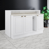 Kit Ilha Gourmet 3 Portas Com Tampo Emily Branco Dgwt