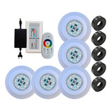 Kit Iluminação 5 Leds 9 W Piscina Rgb Comando Adaptador