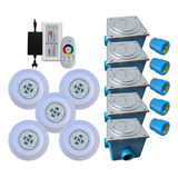 Kit Iluminação 5 Leds 9 W Rgb Comando Touch E Adaptador
