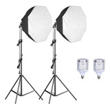 Kit Iluminação Contínua Estúdio Softbox Octogonal E Led 30w 110v 220v