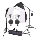 Kit Iluminação Estudio Eros 3 Softbox Tripés Girafa 110 220
