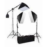 Kit Iluminação Estúdio Eros C Softbox 50x70 E Girafa 220v 