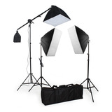 Kit Iluminação Estúdio Eros C Softbox 50x70 E Girafa 220v 
