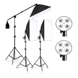 Kit Iluminação Estudio Softbox Girafa 2 Bocal Quadruplo